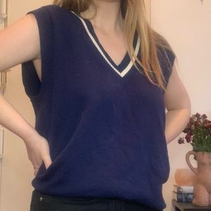 aritzia deep navy blue v neck sweater vest